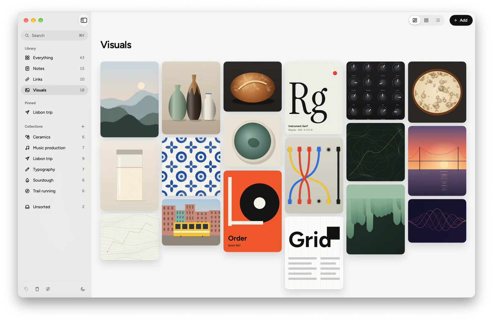 Olio for Mac: The Visuals wall